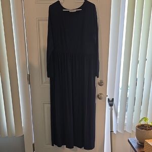 Navy Blue Long Sleeve Maxi Dress